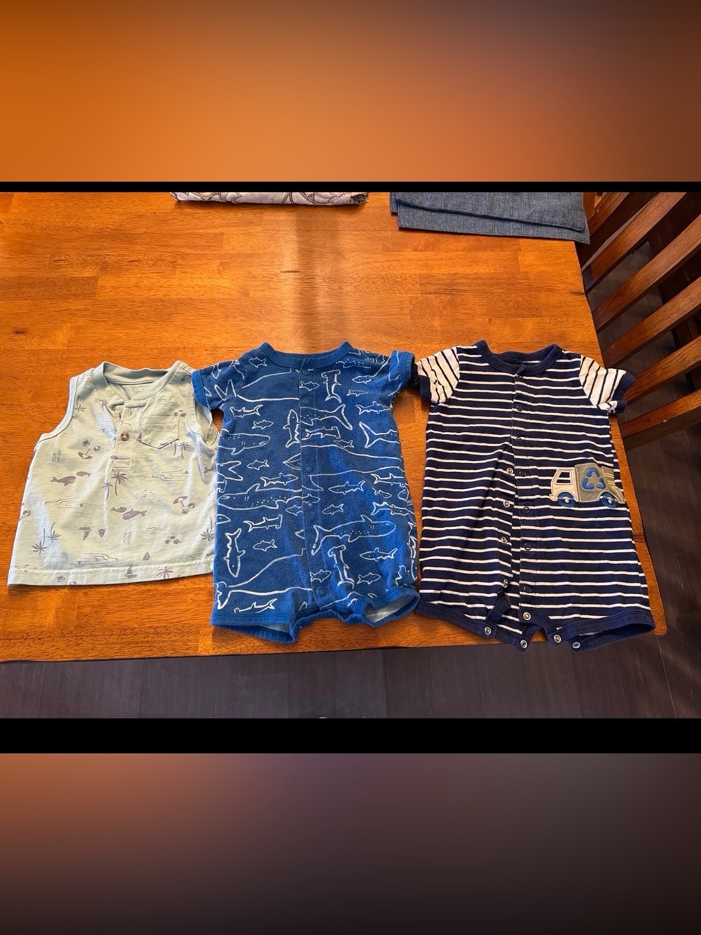 12 M Carter’s  Bundle of 2 Rompers and 1 Tank Top